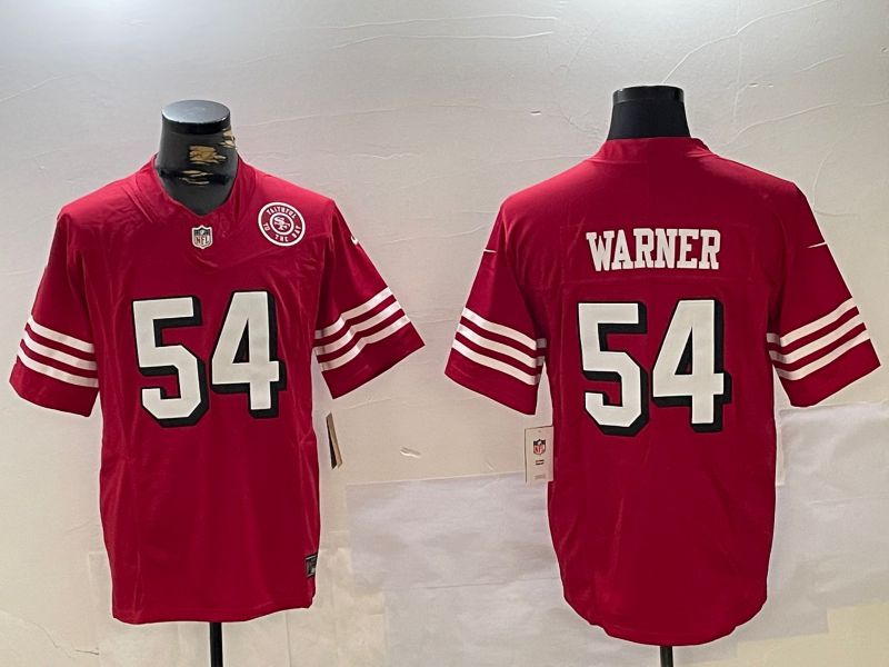 Men San Francisco 49ers #54 Warner Red Three generations 2024 Nike Vapor Limited NFL Jersey style 6